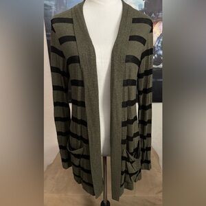 MODlusive Black & Green Stripe Cardigan Sz L